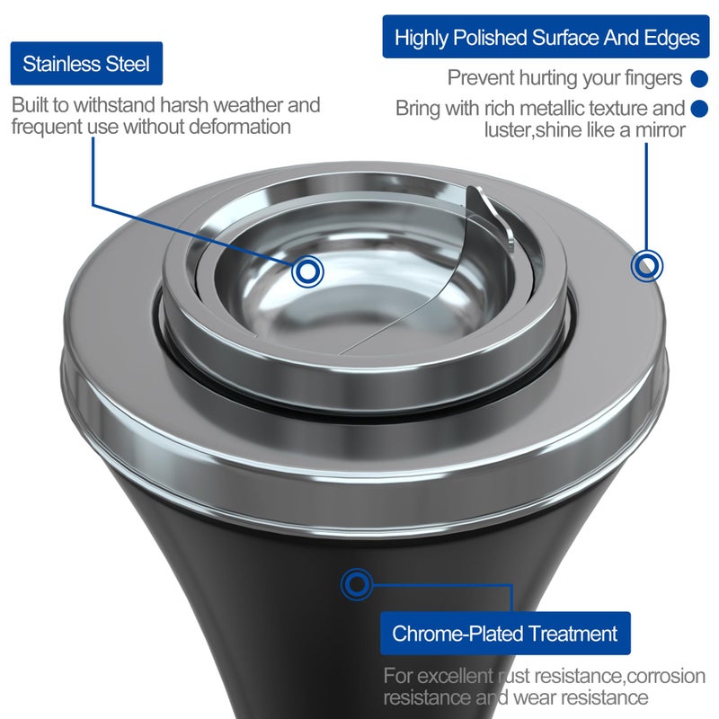 RELIANCER Floor Standing Ashtray w/Detachable Cigar Container,Stainless Steel Cigarette Ash Tray,Outdoor Self-Cleaning Ash Holder w/Weighted Base,Cigarettes Butt Receptacle Disposal for Home Patio - Image 5
